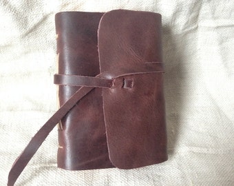 Items similar to small leather journal/sketchbook hand-printed free ...