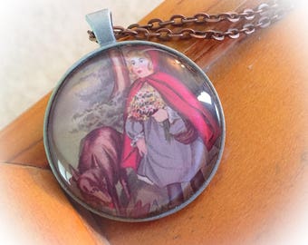 Little Red Riding Hood, Red Riding Hood, Wolf, Storybook jewelry, Fairytale jewelry, Riding Hood, Book jewelry, Storybook