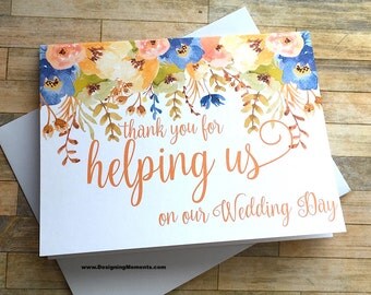 Thank You For Helping Us on our Wedding Day, Wedding Day Thank You Card, Attendant, Best Friend, Wedding Planner Thank You - AUTUMN BLOOMS