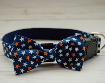 The "Firecracker" Dog Bow Tie Collar in stars print