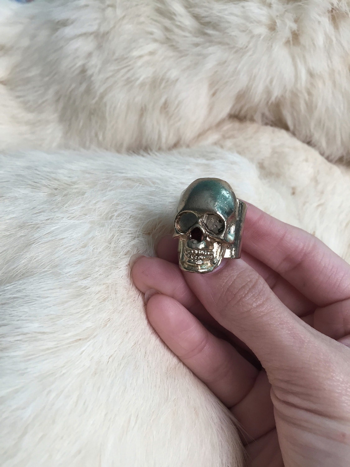 GOLD KID BRASS SKULL RING