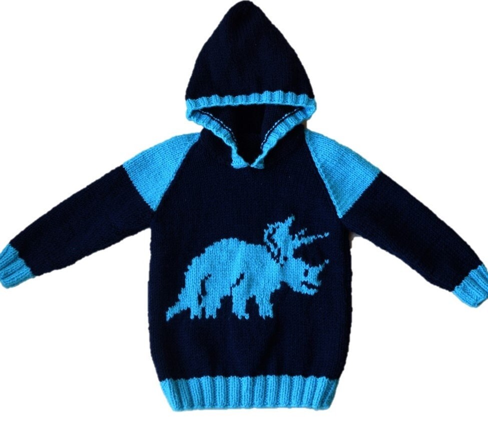 Knitting pattern for boys and girls dinosaur hoodie, Pdf download