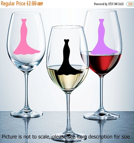 5 OFF Wine Glass Stickers wedding dresses champagne by JRDecal