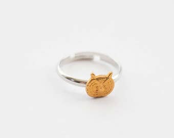 Owl Ring, Owl Jewelry, BFF Ring, BFF Gifts, Woodland Ring, Mixed Metal Ring, Silver Bird Ring, Bird Jewelry, Dainty Bird Ring, Owl Jewellery