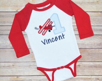 Airplane birthday shirt, Biplane birthday party, plane birthday raglan, boy birthday shirt, pilot birthday shirt, airplane outfit, raglan