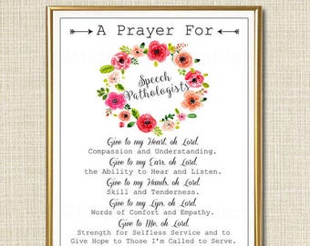 Speech Pathologist Prayer Art, SLP Gift, Religious Office Wall Art, Speech Therapist, Office Decor INSTANT DOWNLOAD Speech Language Teacher