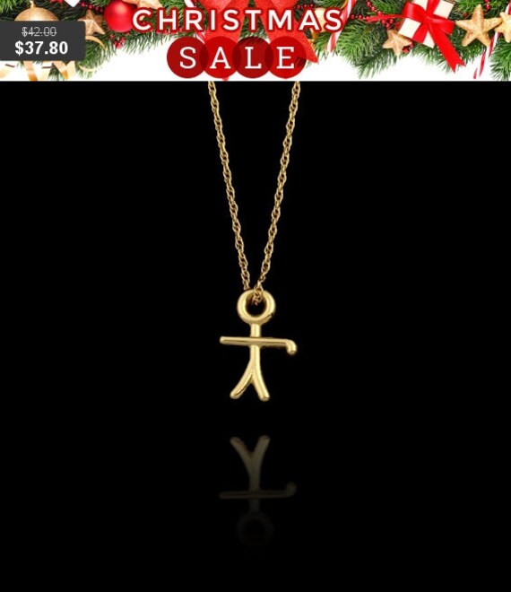 Boy Charm Pendant in 24k Gold Plating and Gold by JonJonJewel