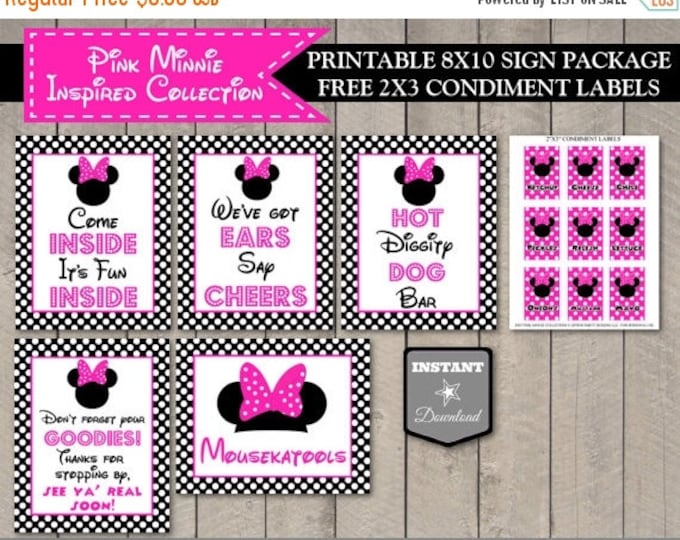 SALE INSTANT DOWNLOAD Hot Pink Mouse 8x10 Printable Party Sign Package / Hot Pink Mouse Collection / Item #1717