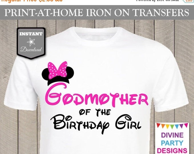SALE INSTANT DOWNLOAD Print at Home Pink Mouse Godmother of the Birthday Girl Printable Iron On Transfer / T-shirt / Family / Trip / Item #2