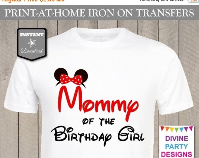 SALE INSTANT DOWNLOAD Print at Home Red Girl Mouse Mommy of the Birthday Girl Iron On Transfer / Printable / T-shirt /Family /Trip / Item #2