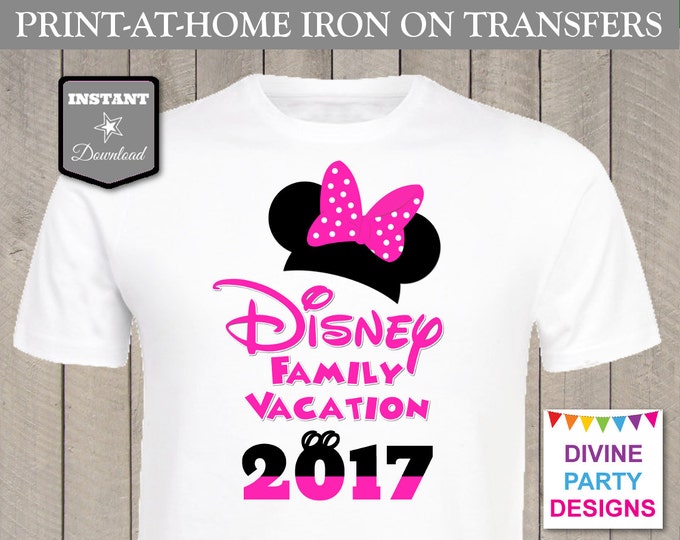 SALE INSTANT DOWNLOAD Print at Home Pink Mouse Disney Family Vacation 2017 Printable Iron On Transfer / T-shirt / Trip / Diy / Item #2443