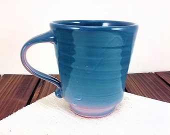 Turquoise Blue large ceramic pottery mug, large ceramic mug coffee cup clay cup tea cup hand thrown mug hand crafted cup
