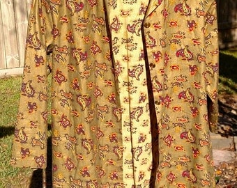 Gold Paisley Nehru Jacket - 1960s Vintage - Small