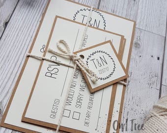 Rustic Kraft Wedding Invitation Set Stationery Bundle SAMPLE Pack Invite Twine And Rustic Kraft Wedding Invitation Set Stationery Bundle SAMPLE Pack Invite Twine And