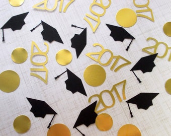Graduation Party Decoration, 2017 Confetti, Graduation Confetti, Grad Cap, Gold Foil Circle Confetti, 80 Ct., Ships in 2-3 Business Days