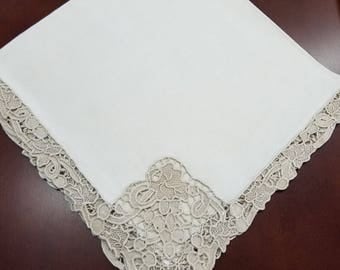 Antique Pointe de Venise Linen Napkins Set 6 #6
