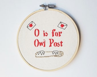 O is for Owl Post - ABCs of Harry Potter Embroidery Hoop