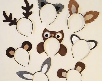 Woodland wild animals nature theme forest creature ears headband birthday party favors supplies costume invitation camping decor woods hat