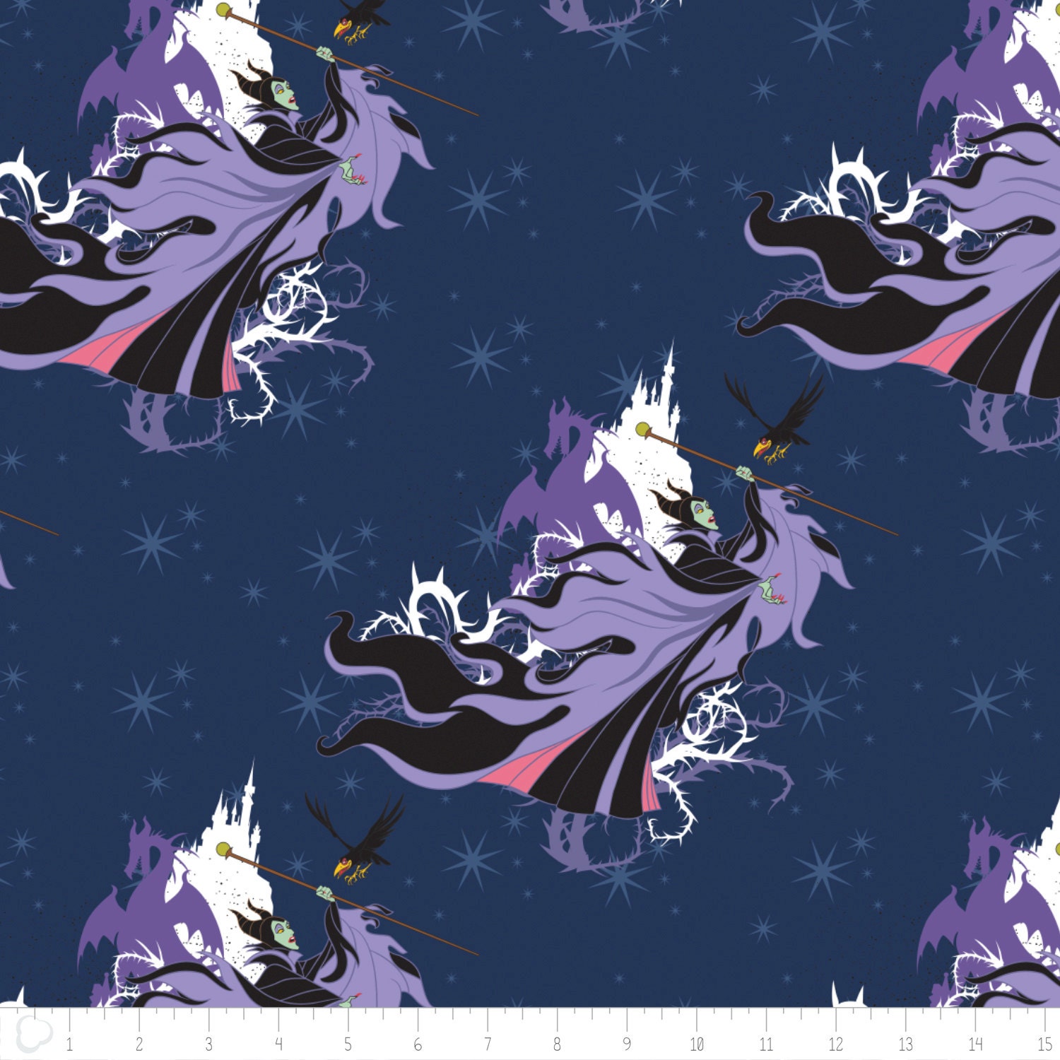 Disney Fabric Villains Fabric Maleficent in Navy From Camelot