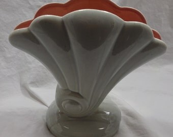 Vintage Red Wing Pottery Vase - Gray with Pink Interior - 7" x 5" x 3.5"