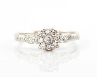 White Gold Diamond Cluster Ring, Diamond Ring, 18ct White Gold Diamond Engagement Ring, Diamond Ring