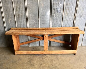Vintage Train Station Bench / Wood Bench / Mudroom / Entry Bench / Farmhouse / Dining / Restaurant / Kitchen / Vintage Bench