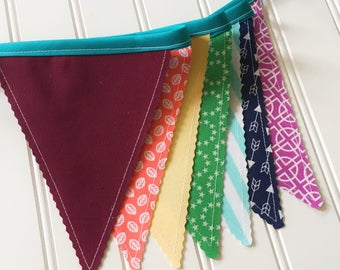 Rainbow Bunting Banner, Party Decor, Baby Shower Decor, Nursery Decor, Photo Prop, Fabric Bunting, Pennant Banner, Garland, Bunting