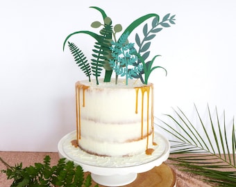Greenery Wedding Cake Topper / Tropical Decor / Foliage Cake Topper / Unusual Cake Decorations / Cake Topper Birthday / Leaf Decorations