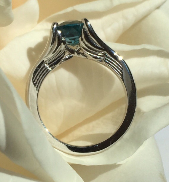 Engagement Ring Angel Wings London Blue Topaz Stone Ring