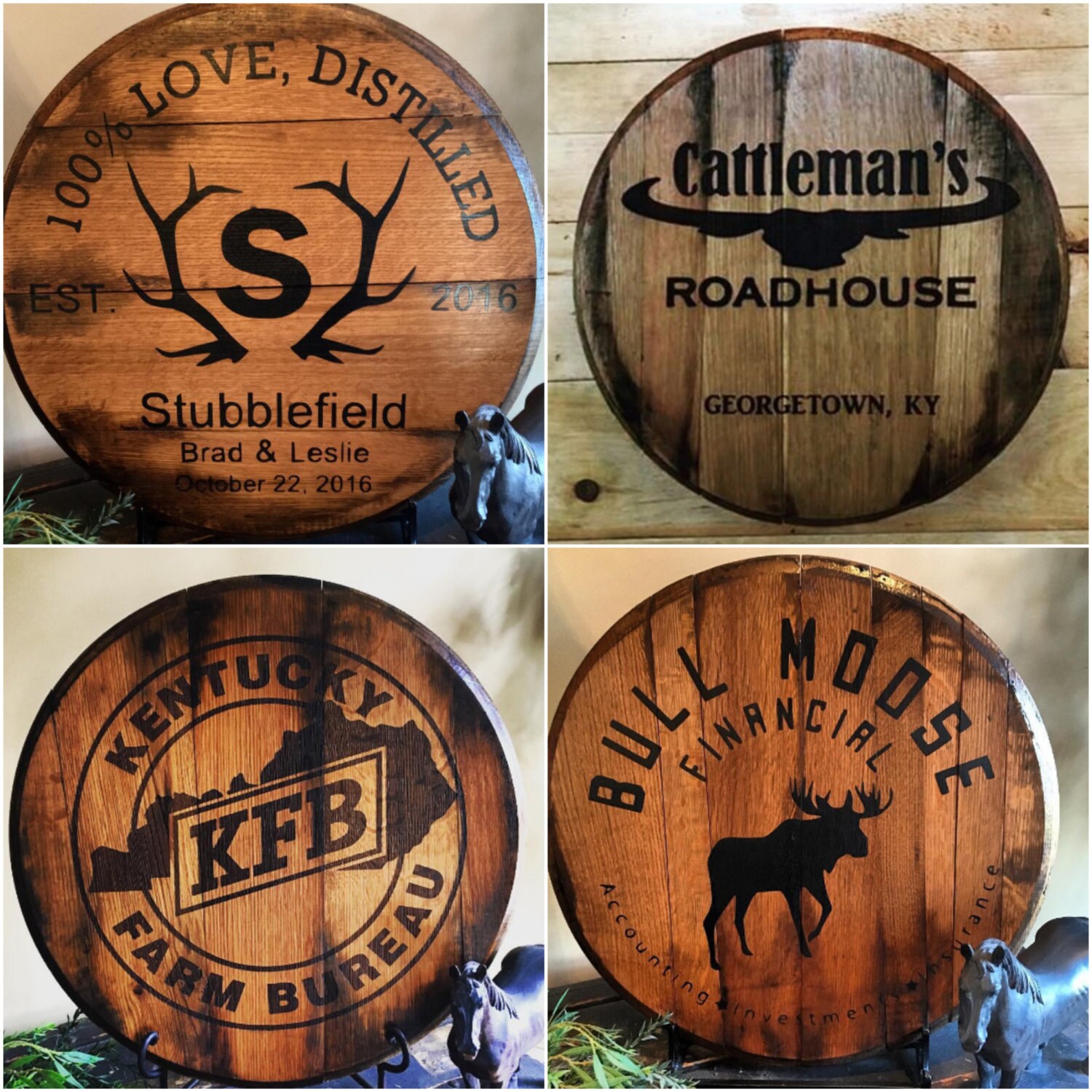 Custom bourbon whiskey barrel head lid