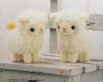 Japanese Hamanaka Felt Wool Mascot Needle Felting Kit- 2 Sheep Dolls. Japanese Wool Felt Kit. Needle felt animals.