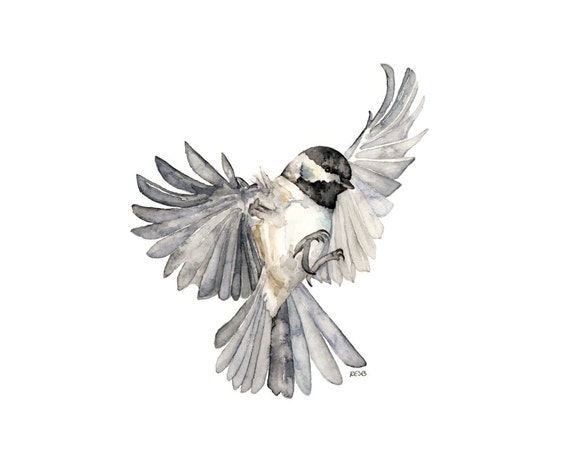 Bird in Flight Painting Print from Original Watercolor