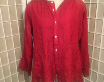 Sale: Vintage 1970s Silk Blouse Hand Embroidered Size Small/Medium