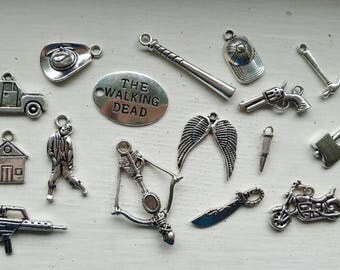 The Walking Dead Charm Set 17 Piece Tibetan Style Antique Silver