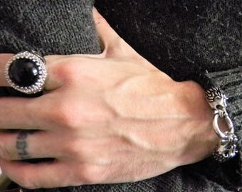Sterling Silver Ring with massive Onyx, 925 Sterling Silver Rings for Men, Mens Jewellry, Onyx Ring for men, Gift for men, mens ring
