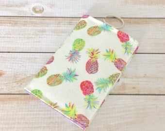 Pineapple Multi Mini Fabric Wallet, Credit Card Wallet, ID Wallet, Cash Wallet, Business Card Holder, Keychain Wallet, Velcro Wallet, Gifts