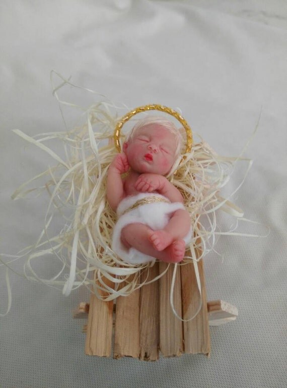 ooak polymer clay miniature baby Jesus doll hand made sculpt