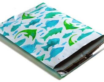 100 Marine Fish Print Poly Mailers - 10x13 - Designer Mailers - Fish Polymailers - Shipping Supplies