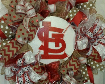 St Louis Cardinals Baseball Wreath, STL Cardinals Baseball Wreath, STL Decor , Cardinals Baseball, Cardinals Baseball Wreath