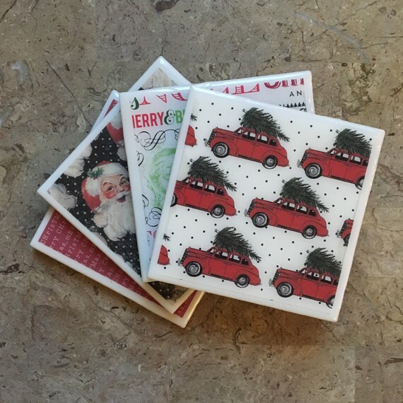 Ceramic Coasters Set of 4 Christmas Coasters