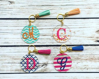 Initial Keychain // personalized keychain // tassel keychain