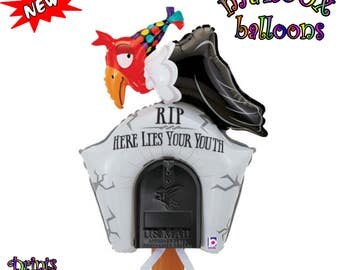 Birthday Party Large Balloon/Funny Over The Hill Outdoor Decoration Balloon For The Mailbox/Funny Outdoor Buzzard On Gravestone Party Sign