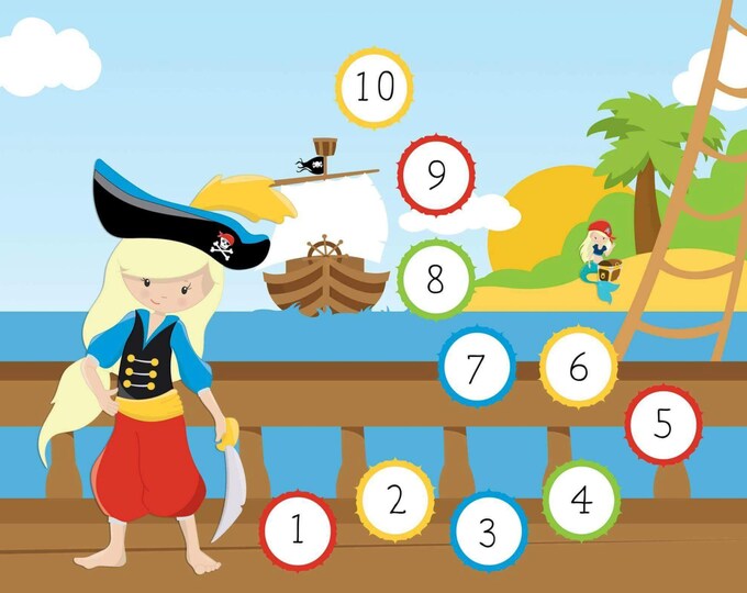 Magnetic Reward Charts - Pirate Reward Chart - Family organization - Preschool Resonsibility - Potty Training Chart