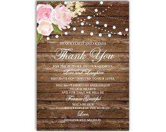 Thank You Note Template, DIY Wedding Thank You, Wedding Thank You Card, Printable Thank You, INSTANT DOWNLOAD Microsoft Word #CL102