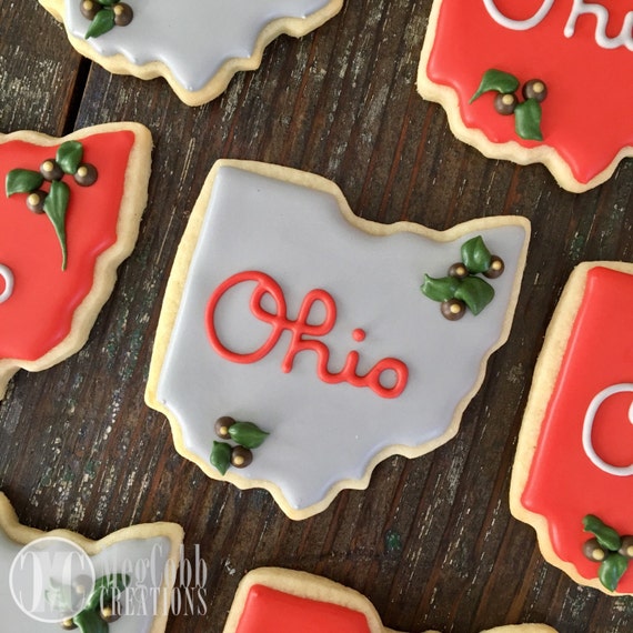 Items similar to 12 Ohio State Sugar Cookies, Buckeyes, cookie, scarlet