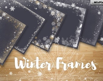 86+ Winter Frames, Snowflake Overlays, Christmas Overlays, , ClipArt, Winter Snow texture, Holiday Photo effect, wonderland, PNG, card