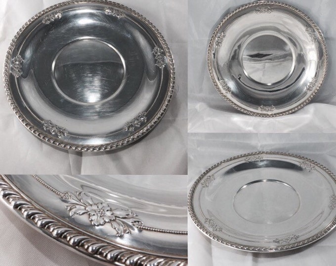 Storewide 25% Off SALE Vintage Wallace Sterling Silver Floral Repoussé Round Platter Featuring Elizabethan Scrolled Trim