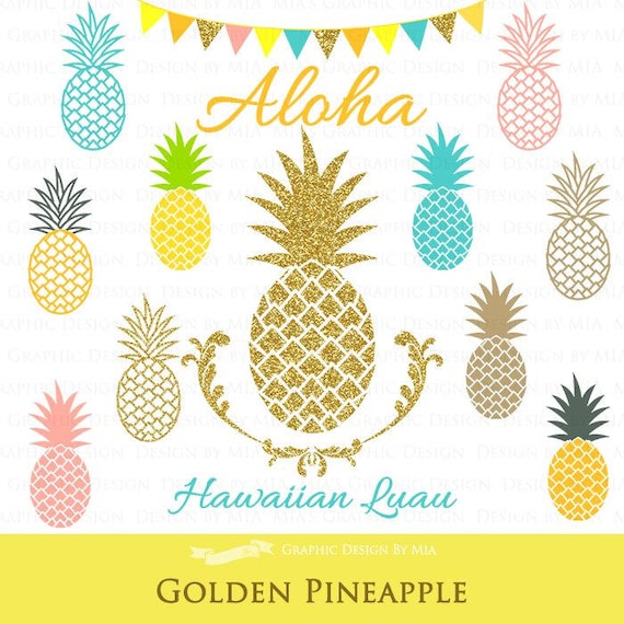 Golden Pineapple / Gold Glitter / Hawaiian Party / Aloha ...
