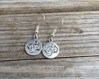 Ohm Earrings, Charm Earrings, Lotus Earrings, Yoga Earrings, Gifts for her