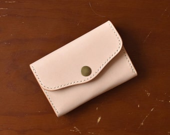 Natural Leather Card Case / Coin Pouch / Minimalist Wallet - Vegetable Tanned Leather / Hand stitched / Made in USA